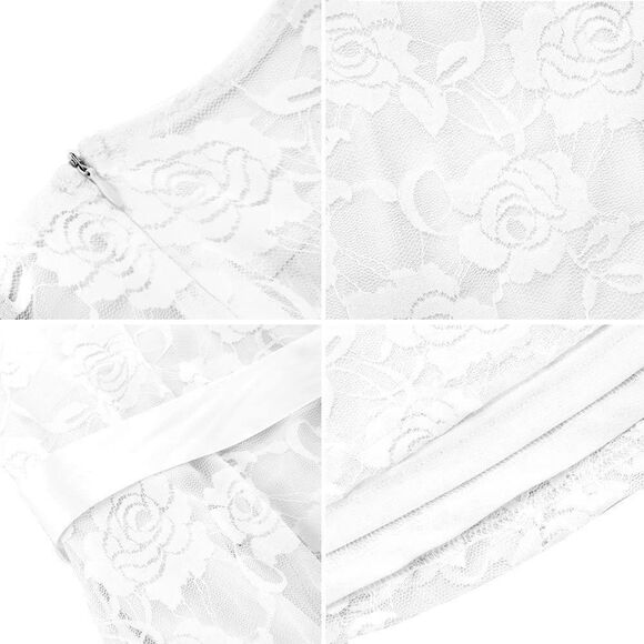 White Lace Wedding Party Bride Sleeveless Formal Elegant Dress w/Belt XXL NWT - Picture 5 of 12